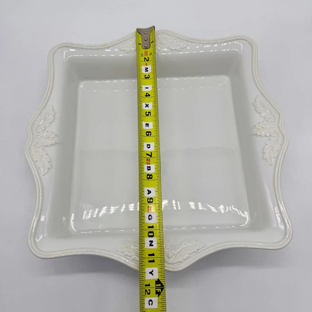 Lenox Butler's Pantry Square Baker Ceramic White Embossed‎ Serving Dish